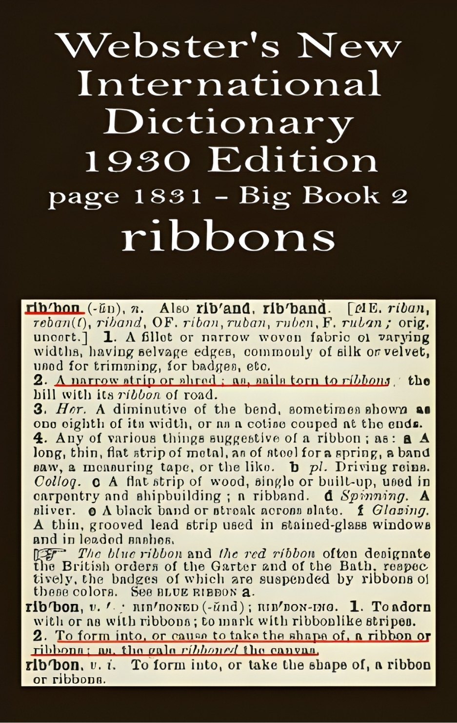 Webster's definition of ribbons