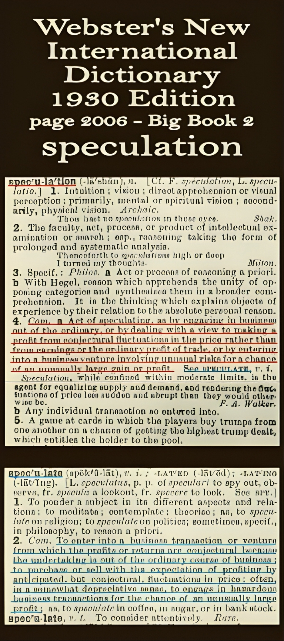Webster's definition of speculation