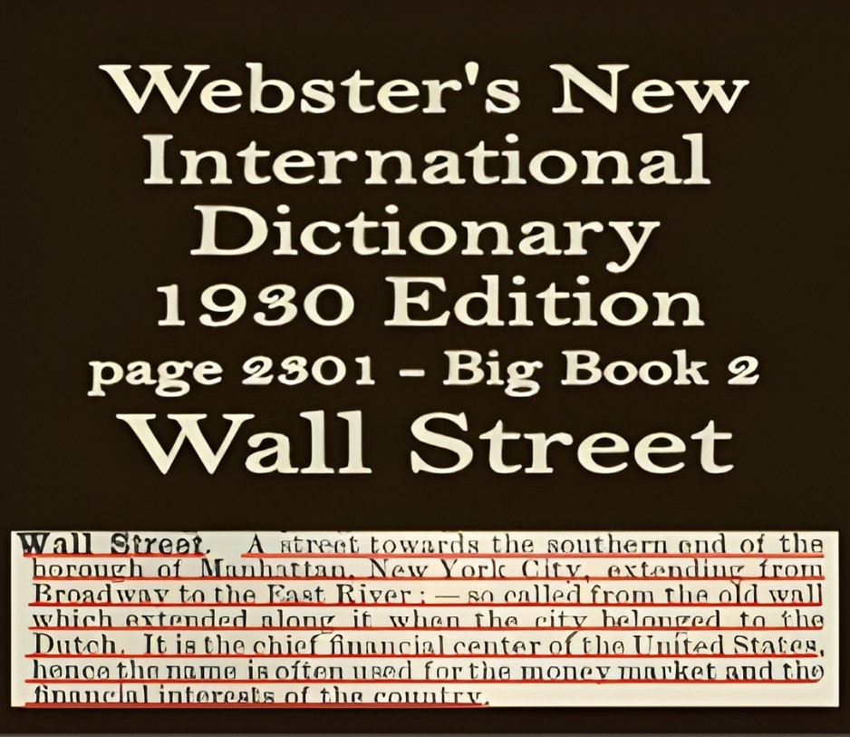 Webster's definition of Wall Street