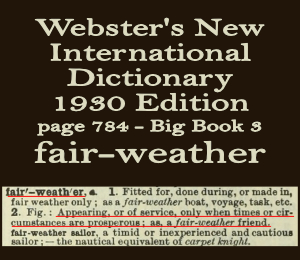 Webster's definition of fair-weather