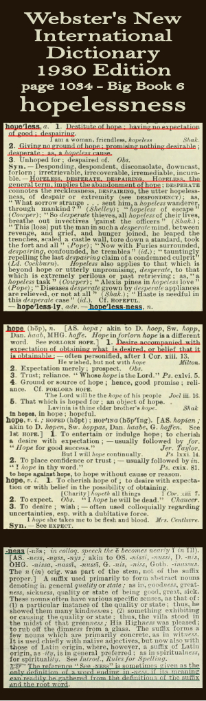 Webster's definition of hopelessness