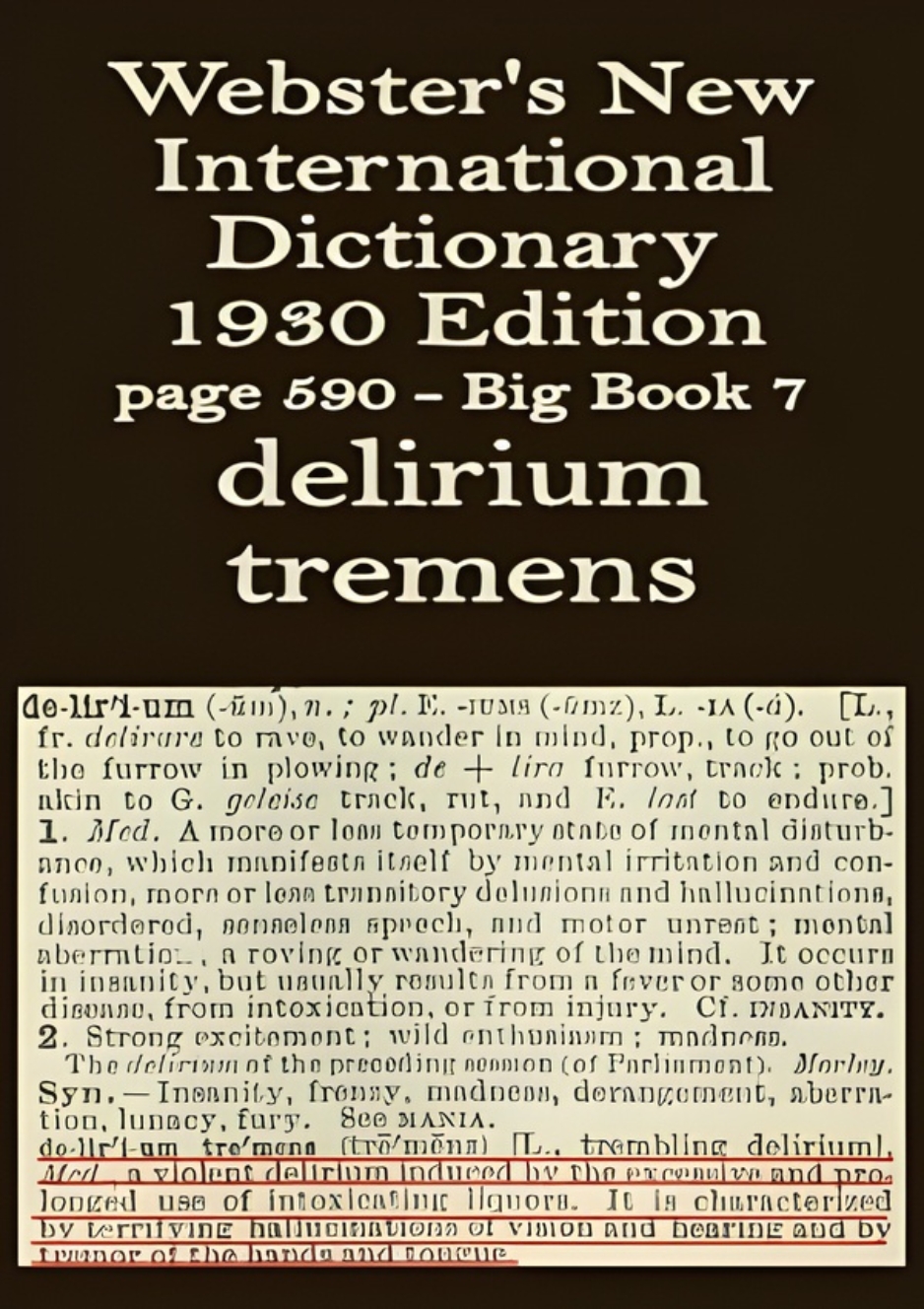 Definition Webster - Delirium Tremens