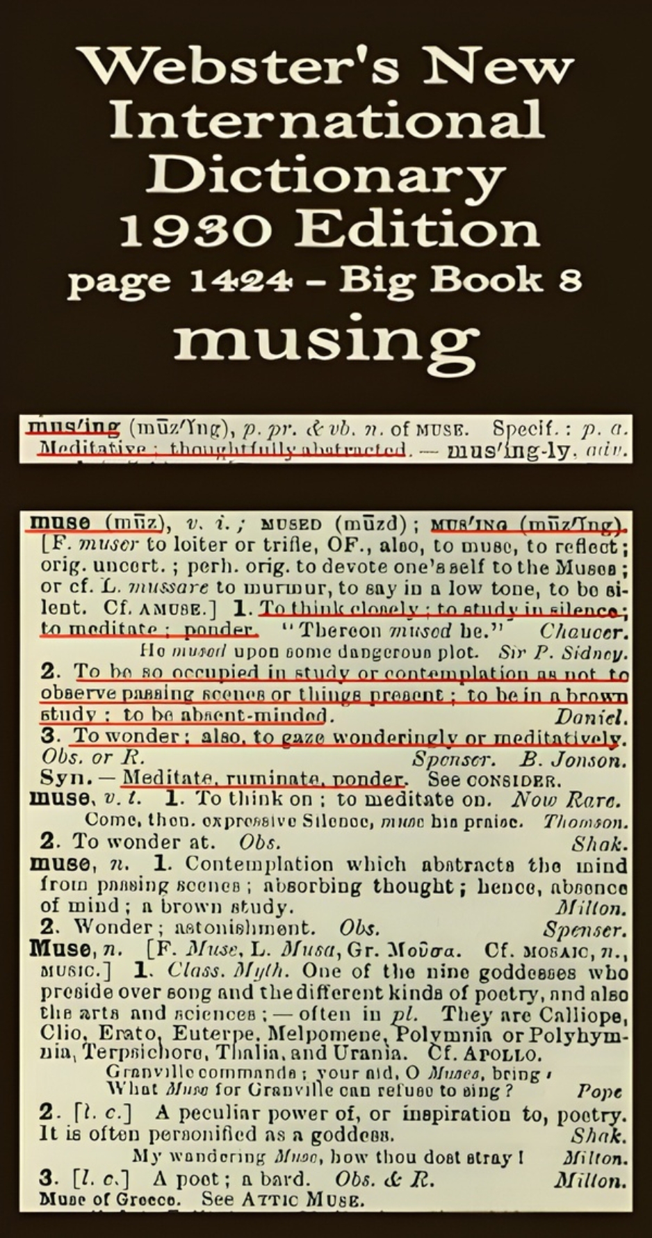 Wester's definition of musing