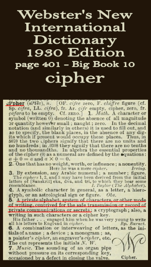 Webster's definition of cipher