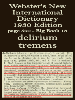 Definition Webster - Delirium Tremens