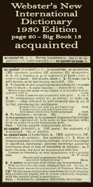 Webster's definition of acquainted