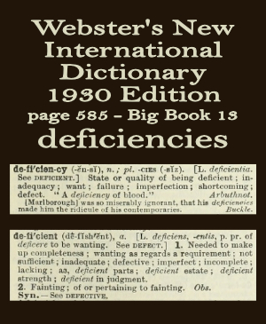 Webster's definition of deficiencies