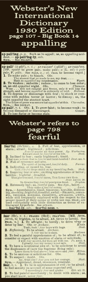 Webster's definition of appalling