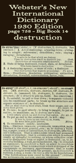 Webster's definition of destruction