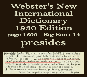 Webster's definition of presides