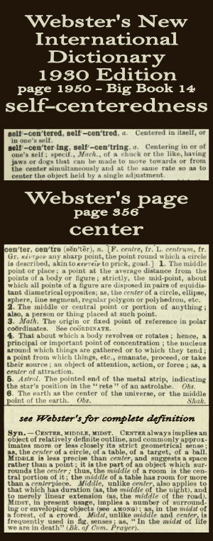 Webster's definition of self-centeredness