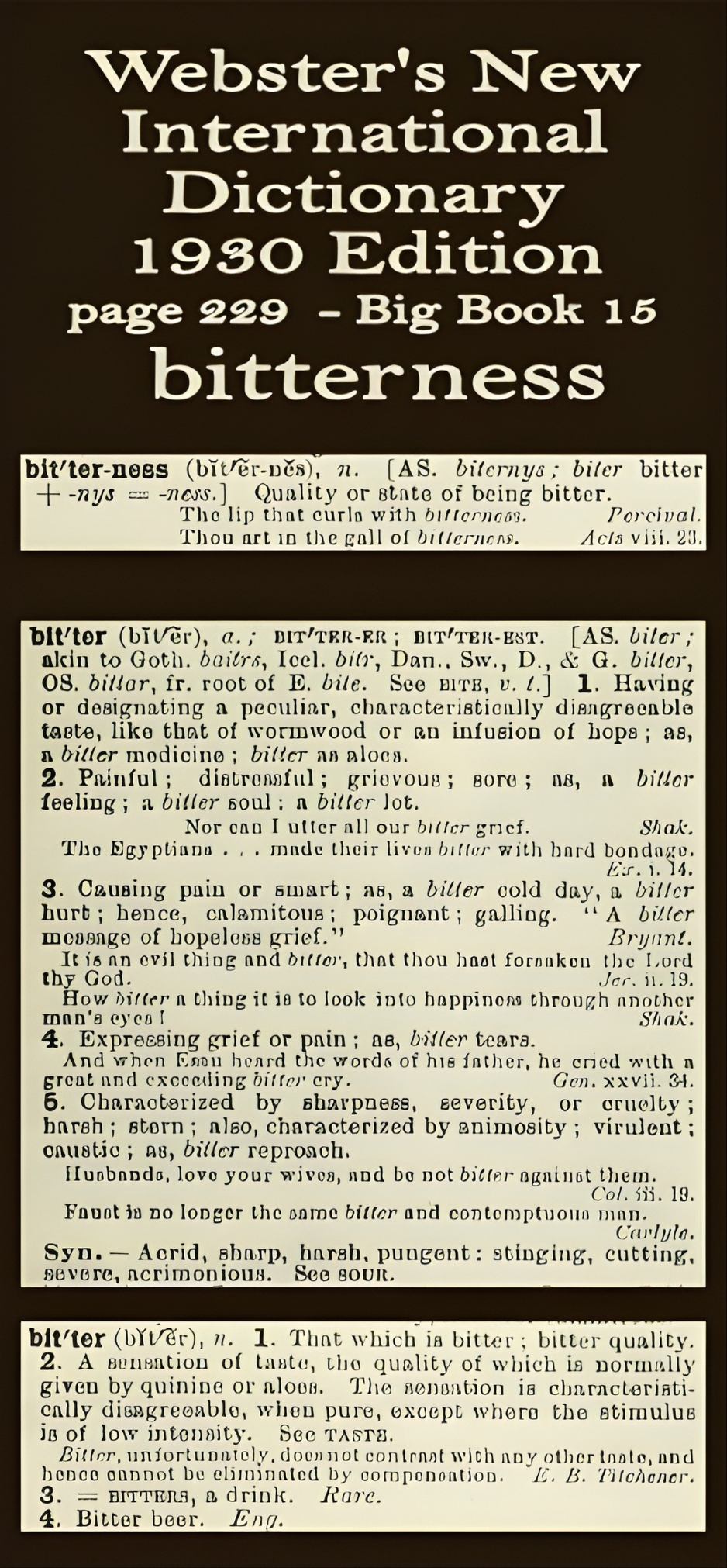 Webster's definition of bitterness
