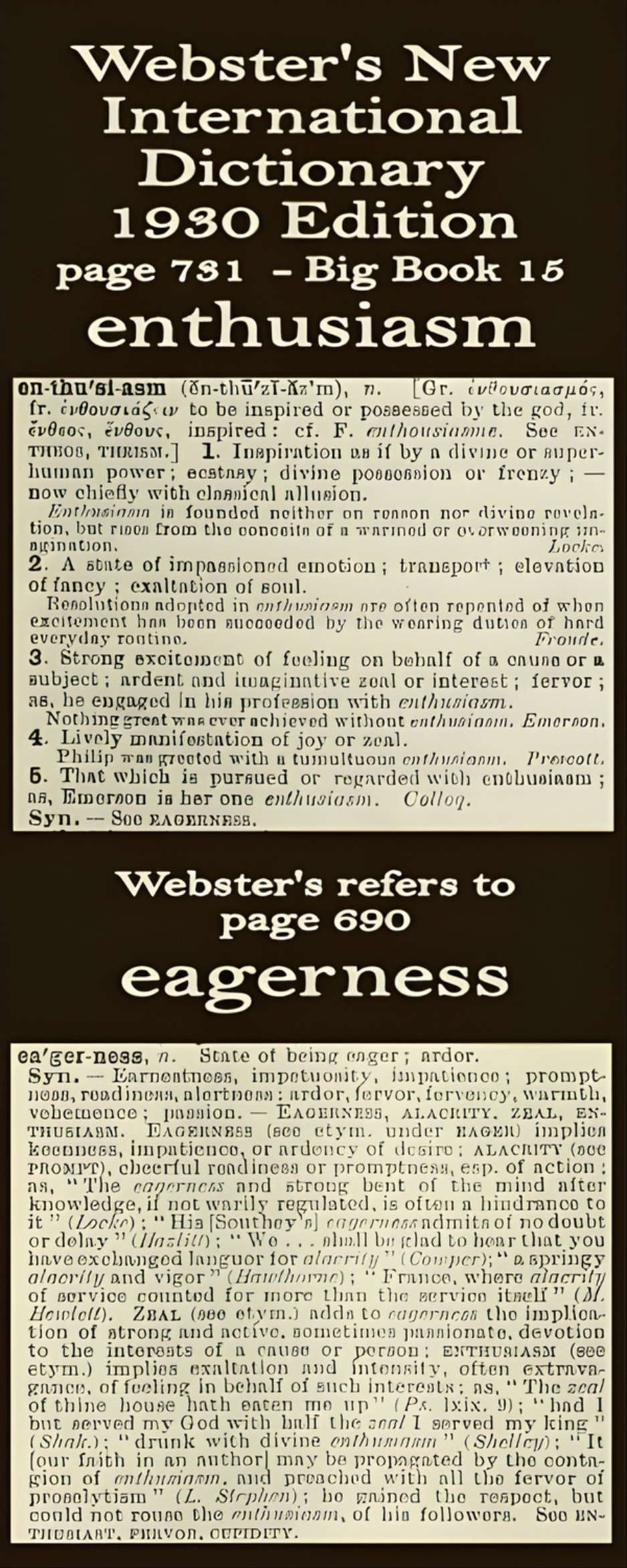 Webster's definition of enthusiasm