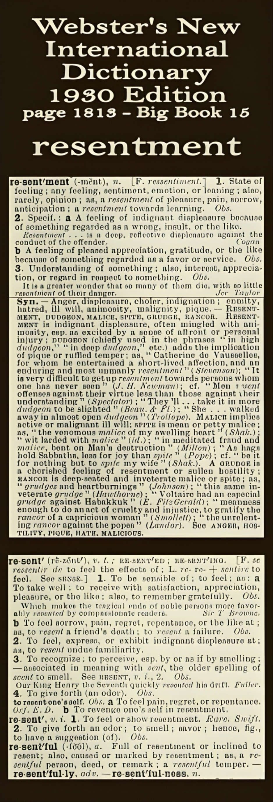 Webster's definition of resentment
