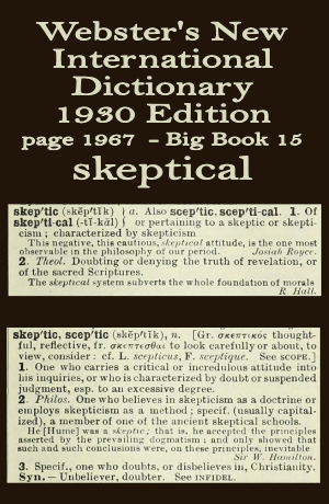 Webster's definition of skeptical