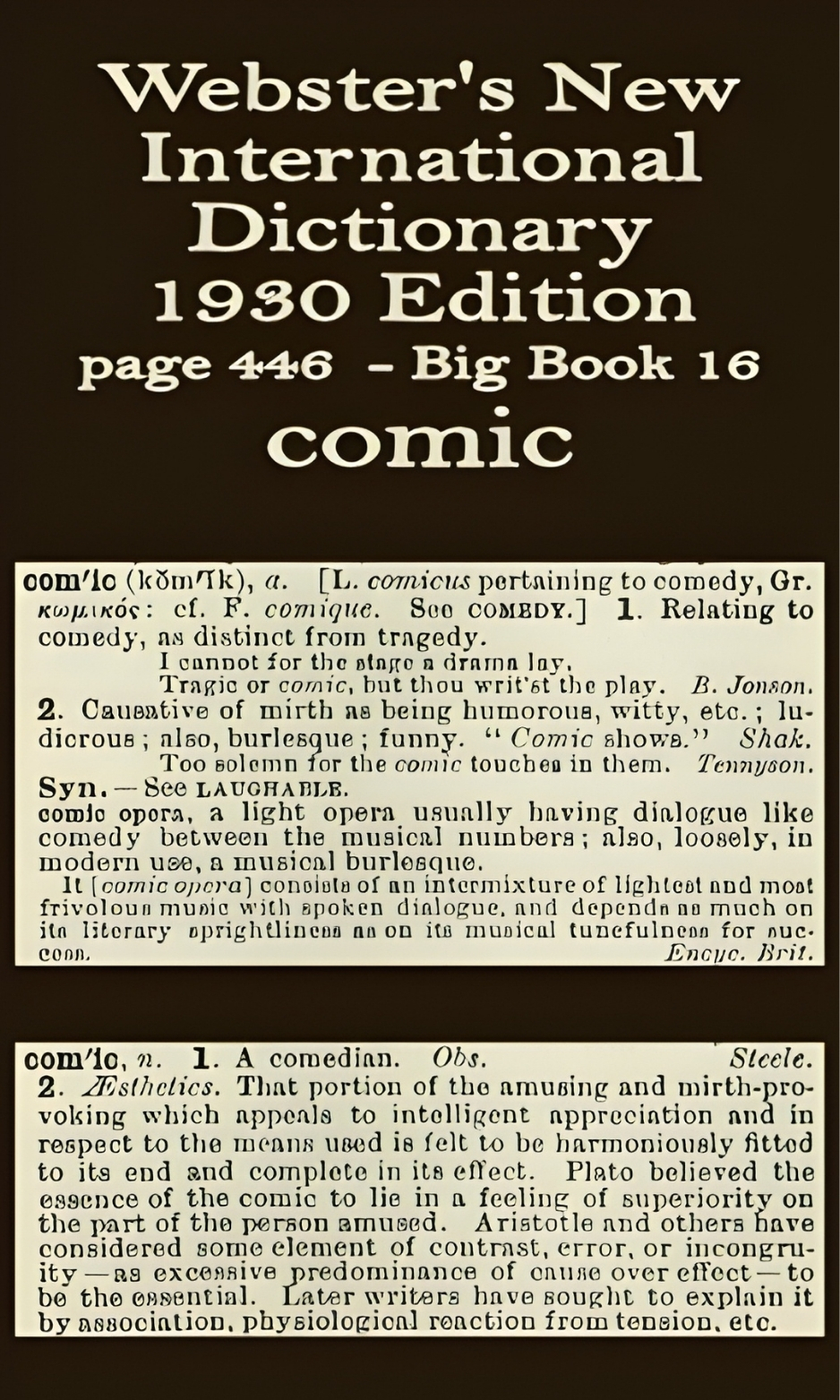 Webster's definition of comic