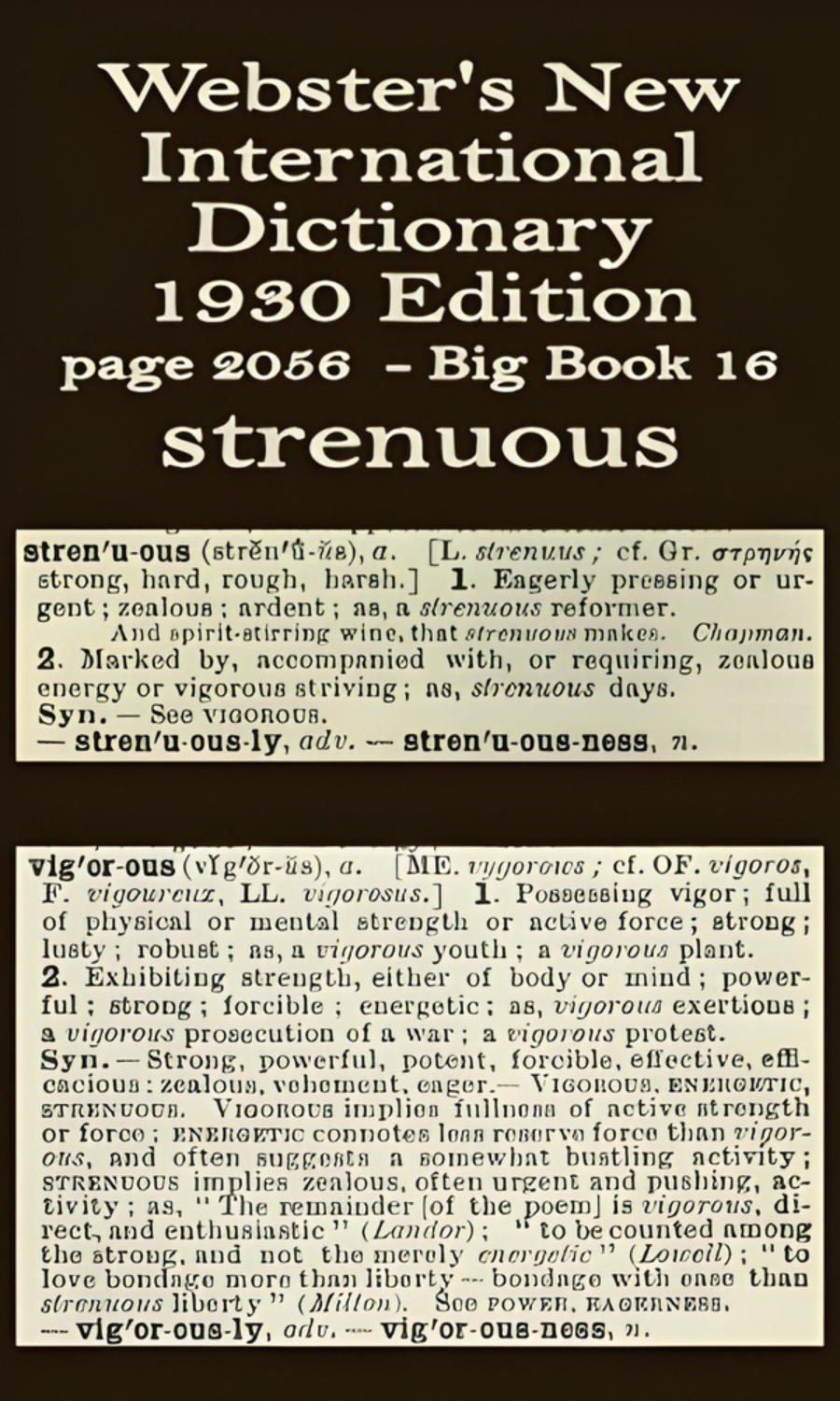 Webster's definition of strenuous