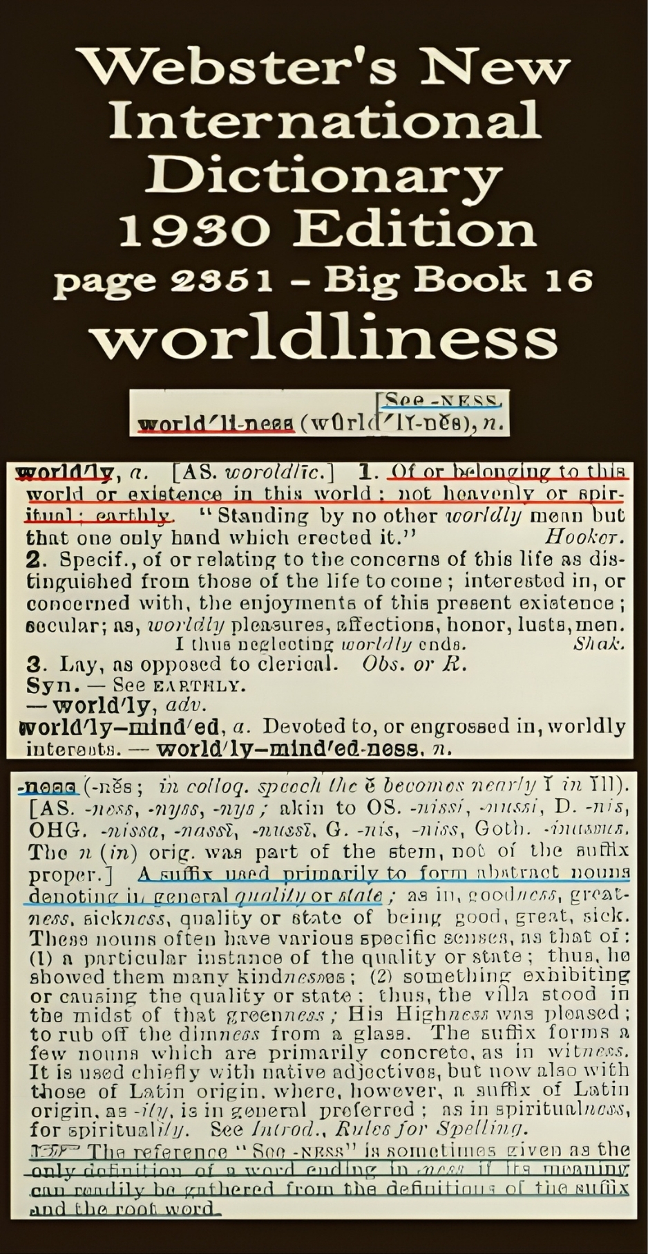 Webster's definition of Worldliness