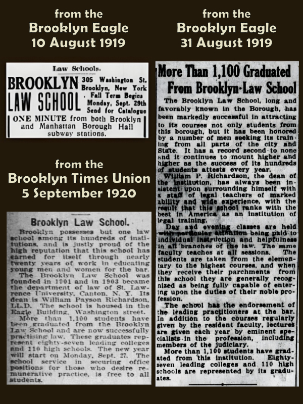Brooklyn Law School Newspaper Ads