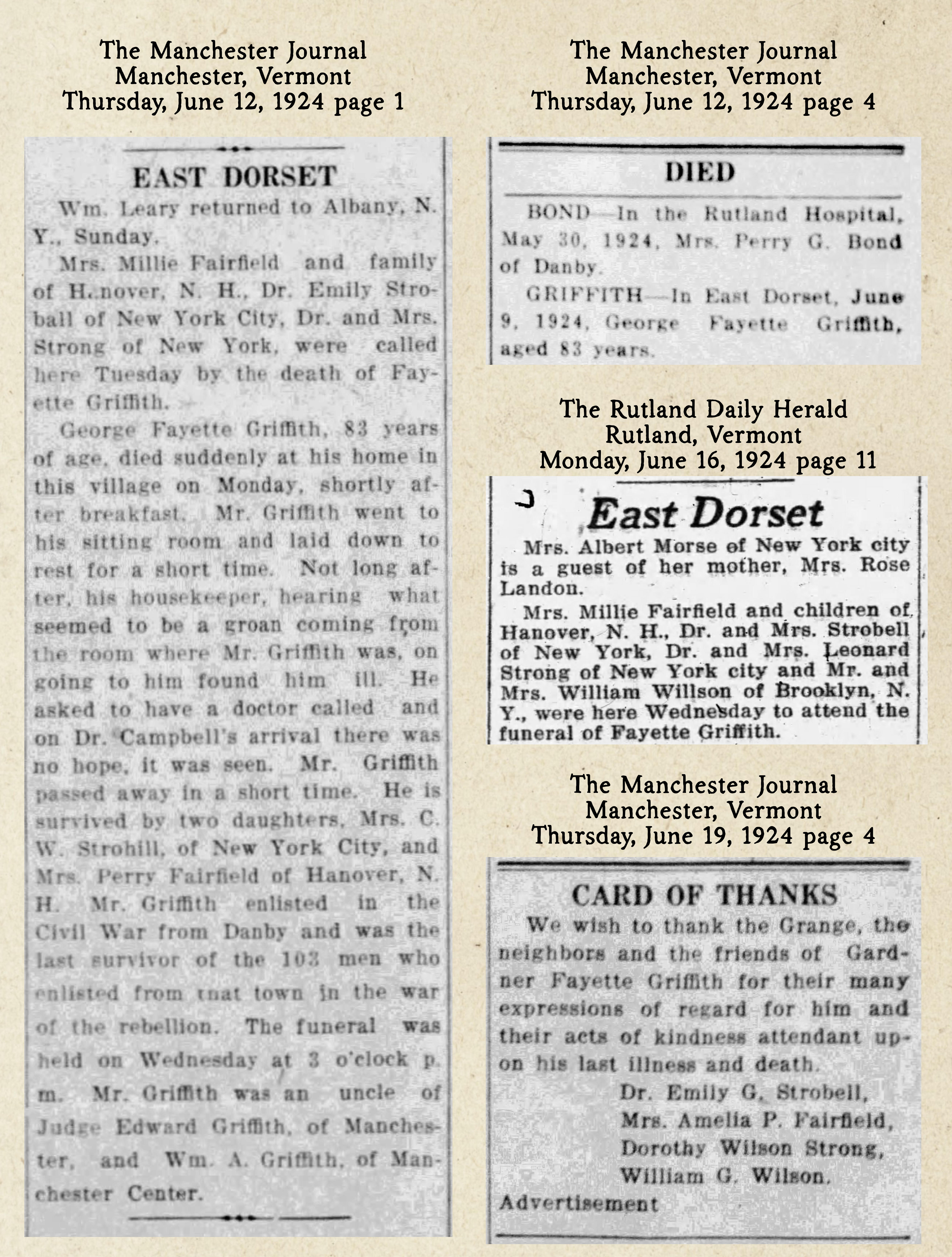 Obituary Articles for Fayette Griffith
