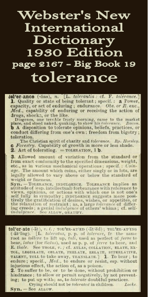 Webster's definition of tolerance
