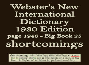 Webster's definition of shortcomings