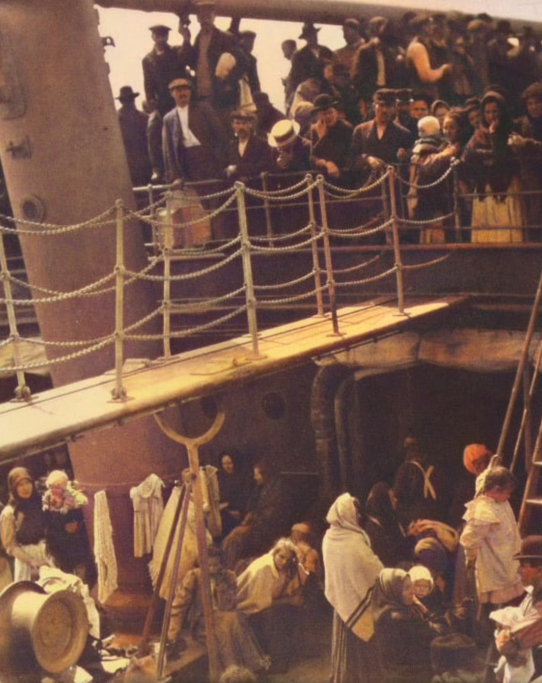 Photo of Steerage Passengers on ship in 1907