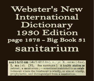 Webster's definition of sanitariums
