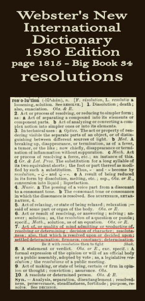 Webster's definition of resolutions