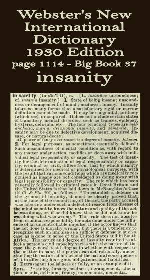 Webster's definition of insanity