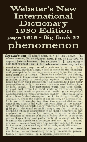 Webster's definition of phenomenon