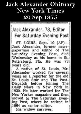 Jack Alexander Obituary